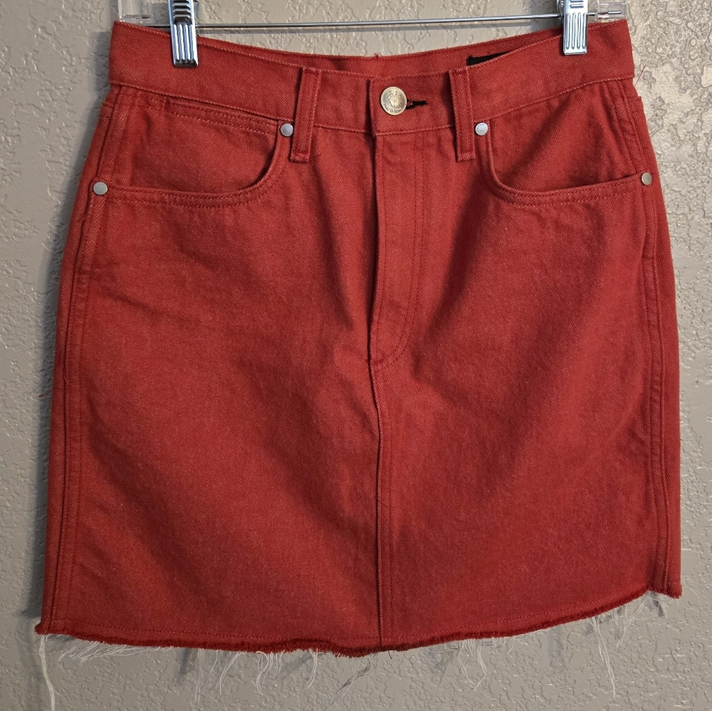 rag & bone Red Denim Jean Mini Skirt Size 26